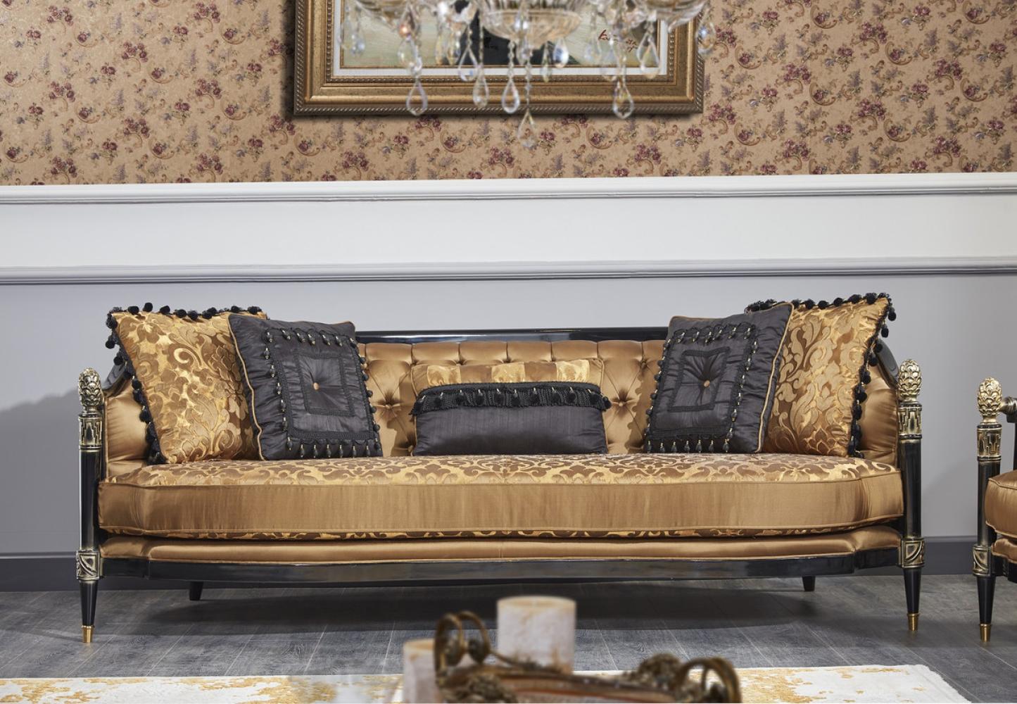 Casa Padrino Luxus Barock Chesterfield Sofa Gold / Schwarz 231 x 94 x H. 83 cm Bild 1