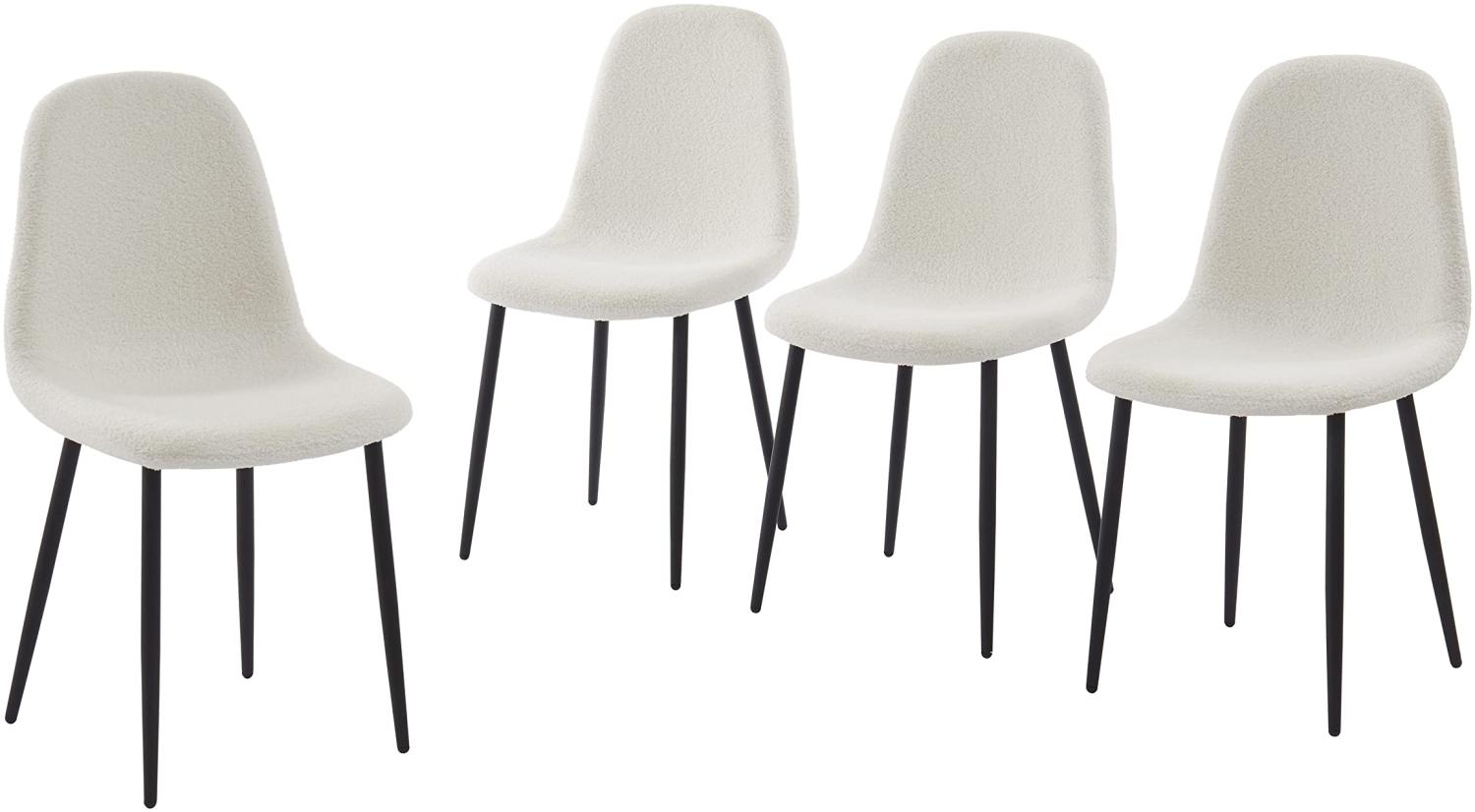 BAÏTA Lena Set mit 4 Stühlen, Stoff und Metall, Elfenbein, L44cm Bild 1