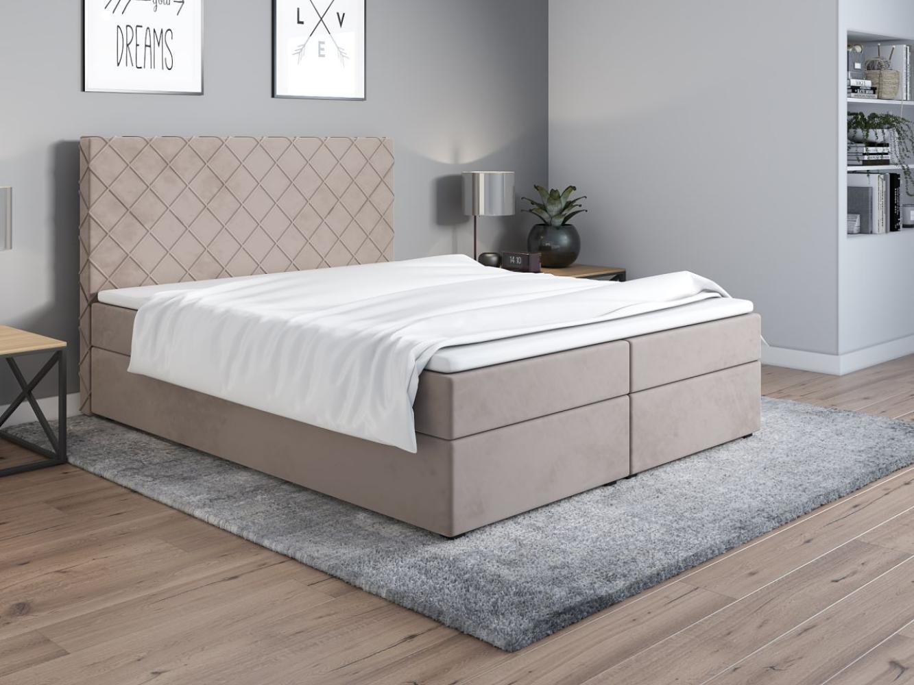 Boxspringbett Schlafzimmerbett WILLOW 160x200cm Creme inkl. Bettkasten Bild 1