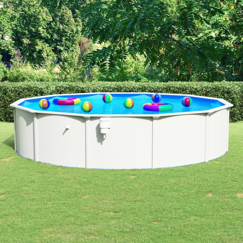 Pool mit Stahlwand Rund 550x120 cm Weiß Bild 1
