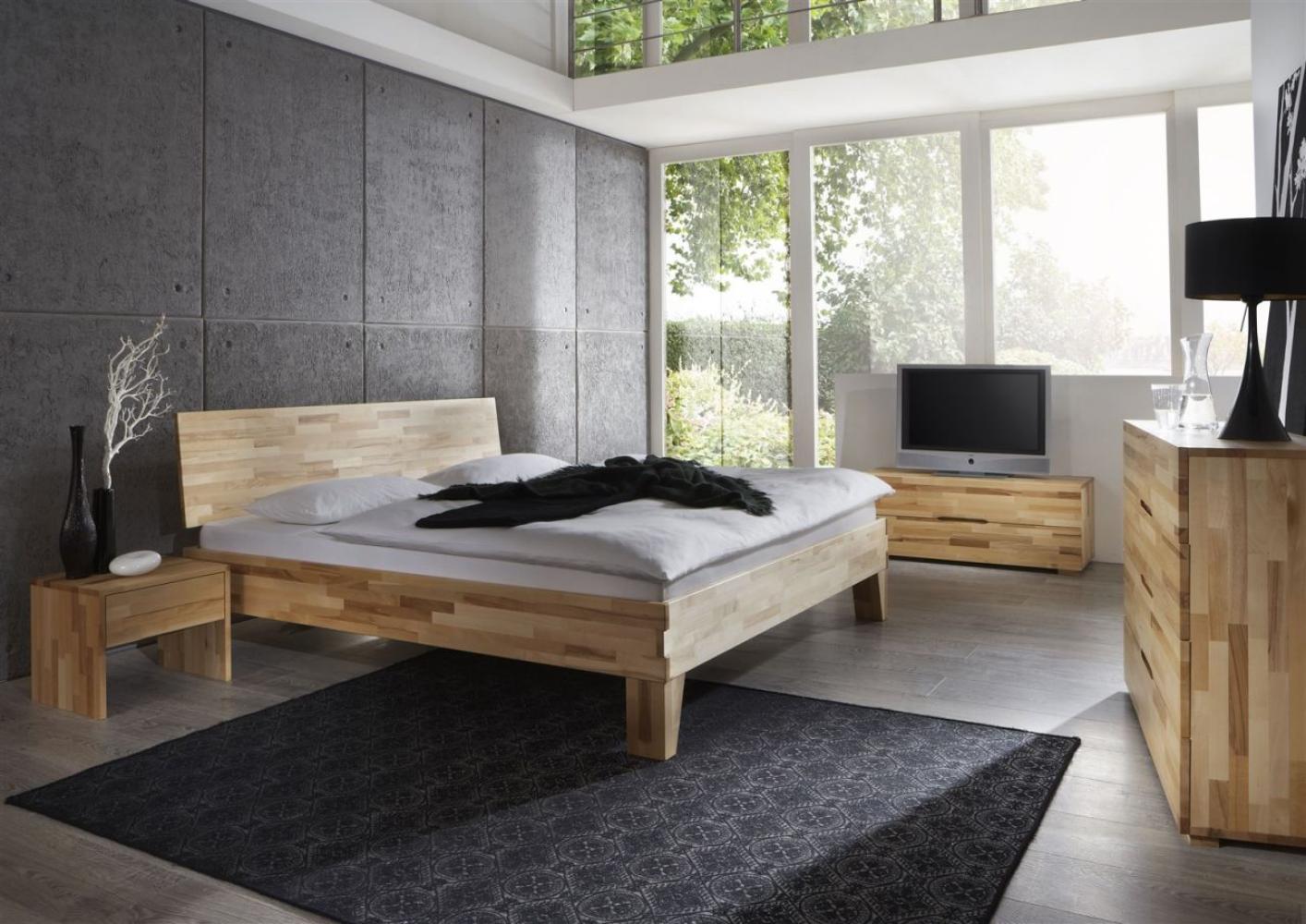 Massivholzbett Schlafzimmerbett -Sierra XL -Bett Kernbuche 200x220 cm Bild 1