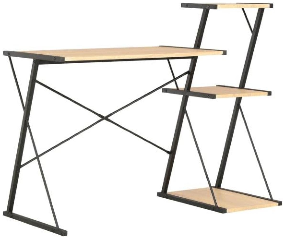 Schreibtisch mit Regal, Schwarz/ Eiche, 116 × 50 × 93 cm Bild 1