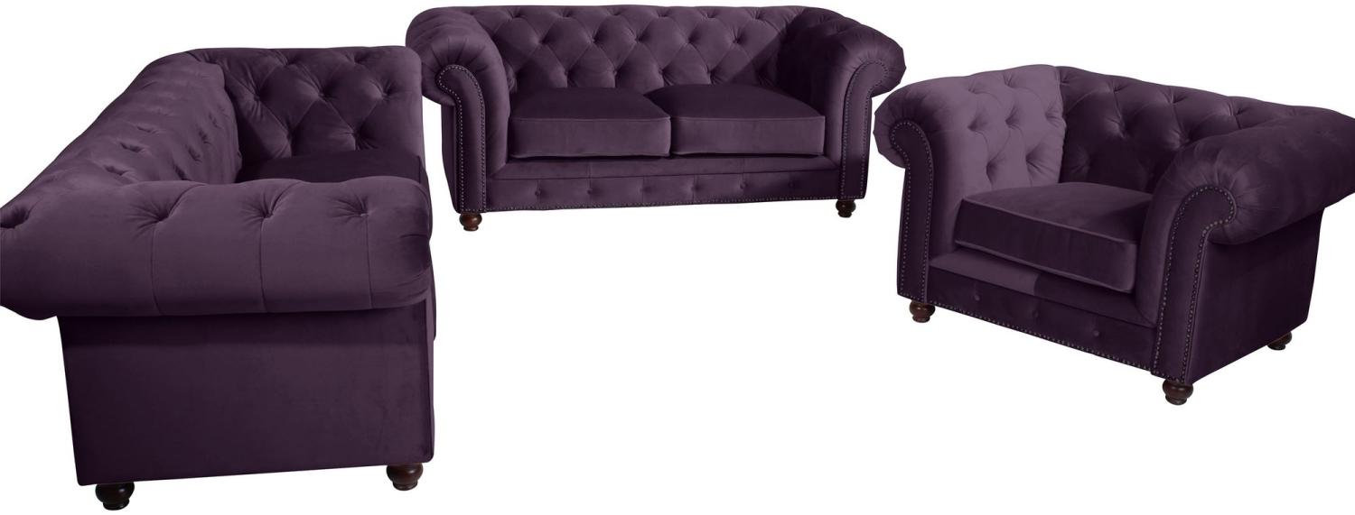 Sofa 2,5-Sitzer Kathe Bezug Samtvelours Buche nussbaum dunkel / purple 22499 Bild 1