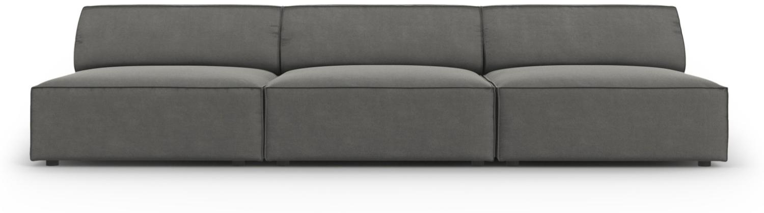 Micadoni 3-Sitzer Samtstoff Sofa Jodie | Bezug Light Grey | Beinfarbe Black Plastic Bild 1