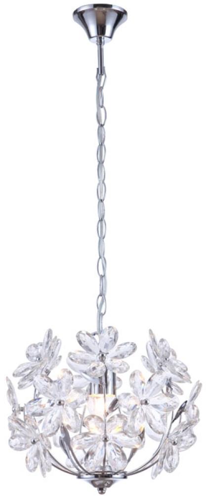 LED Hängeleuchte, Chrom, Blüten Design, klar, 34 cm Bild 1