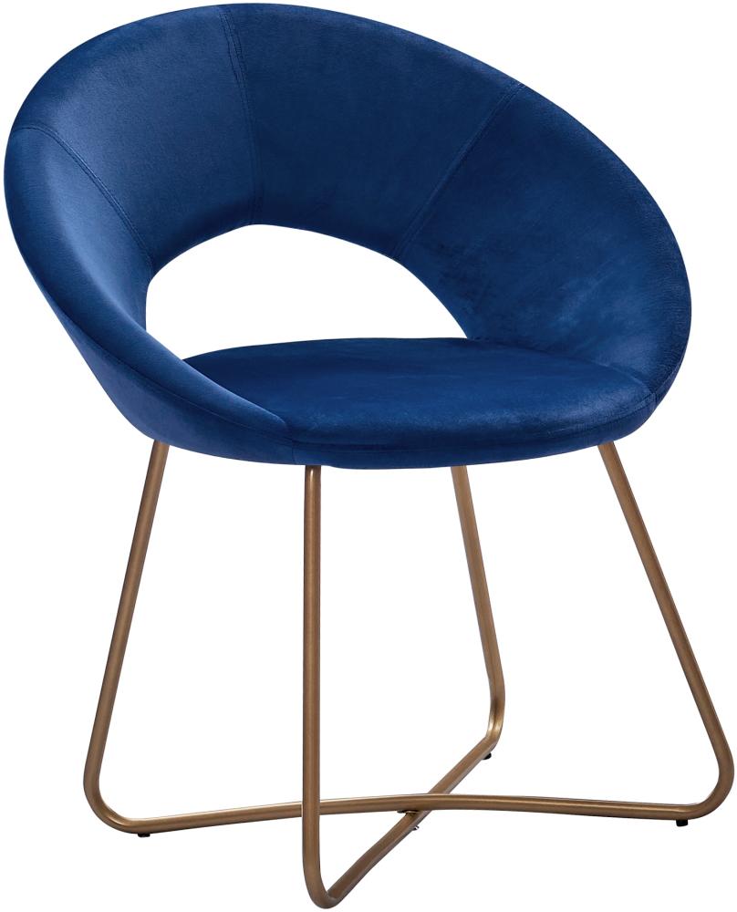 Esszimmerstuhl Design-Sessel Samt blau Metallbeine gold LENNY 524425 Bild 1