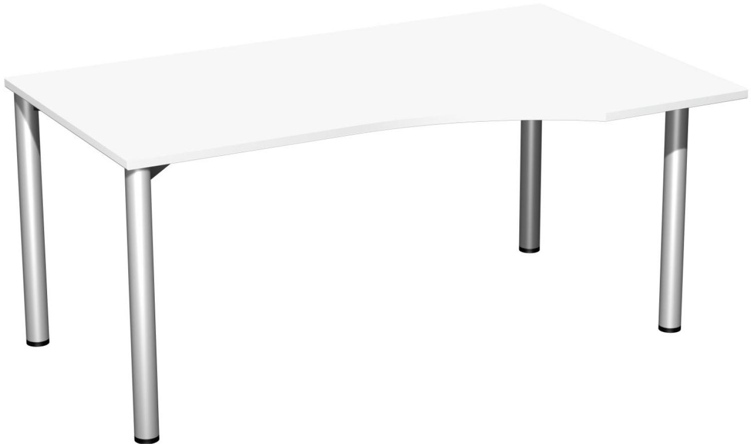 PC-Schreibtisch '4 Fuß Flex' rechts, 160x100cm Weiß / Silber Bild 1