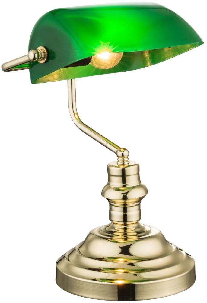 2er Set Retro Vintage Tischlampe ANTIQUE, Bankerlamp, Messing, Acrylschirm grün Bild 1