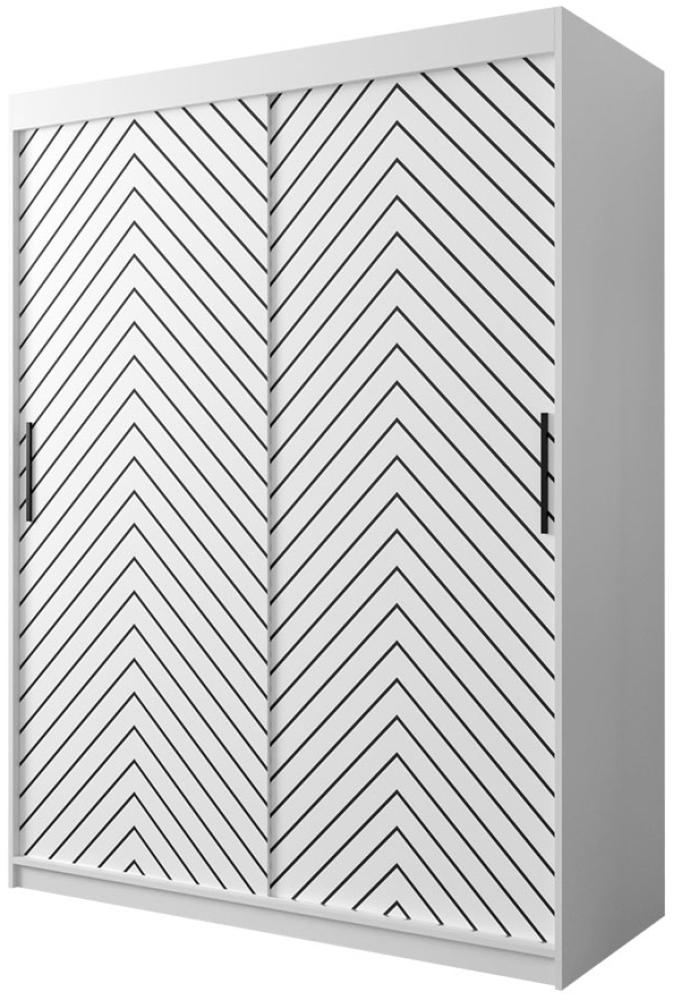 Kleiderschrank Sonter I 150 (Farbe: Weiß / Weiß + Schwarz, Größe: 150 cm, ohne Schubladen) Bild 1