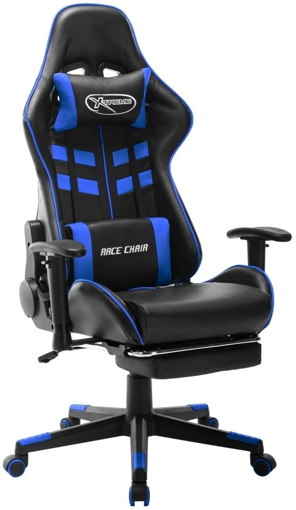 vidaXL Gaming-Stuhl mit Fußstütze Schwarz und Blau Kunstleder [20510] Bild 1