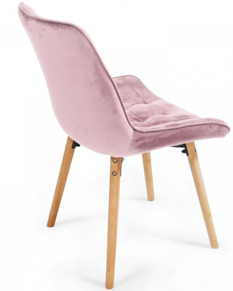 MIADOMODO® 8er-Set Esszimmerstühle gesteppt, Samt/Buchenholz rosa Bild 1