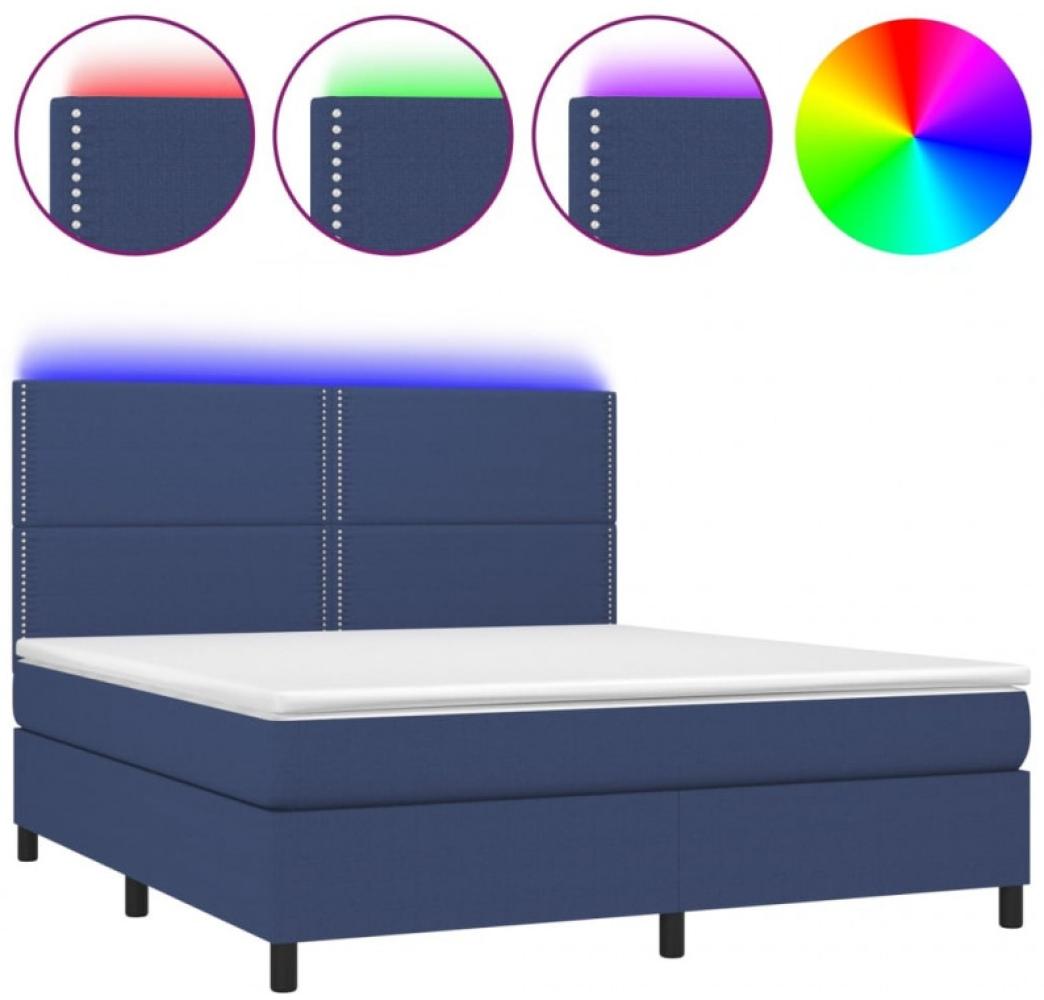 Boxspringbett mit Matratze & LED Blau 160x200 cm Stoff (Farbe: Blau) Bild 1