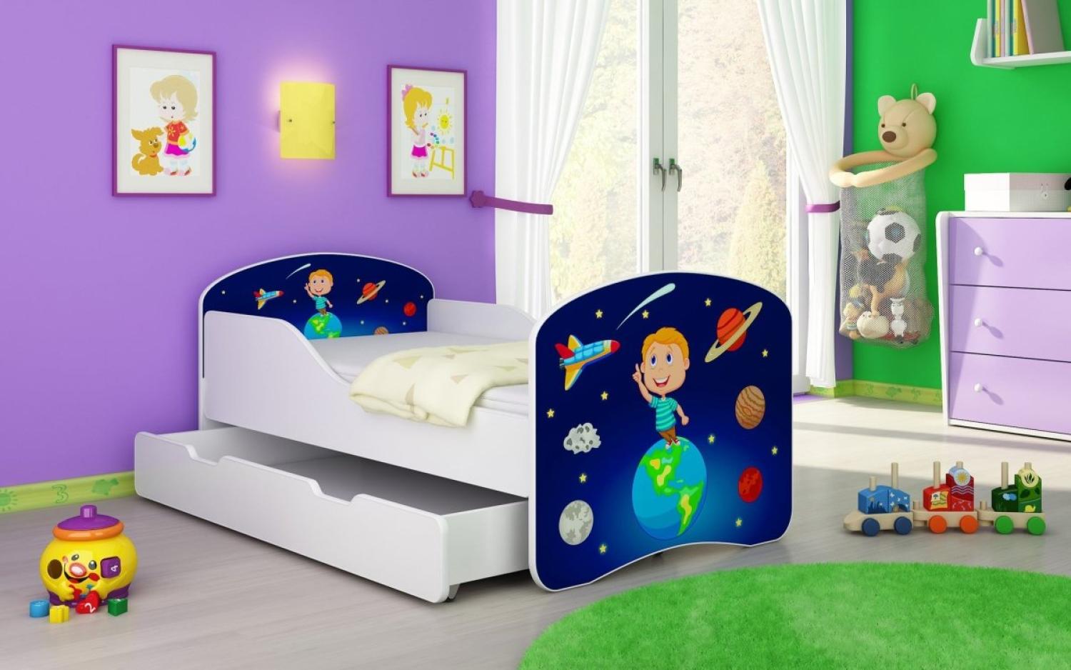Kinderbett Luna mit Stauraum und verschiedenen Motiven 140x70 Cosmos Bild 1