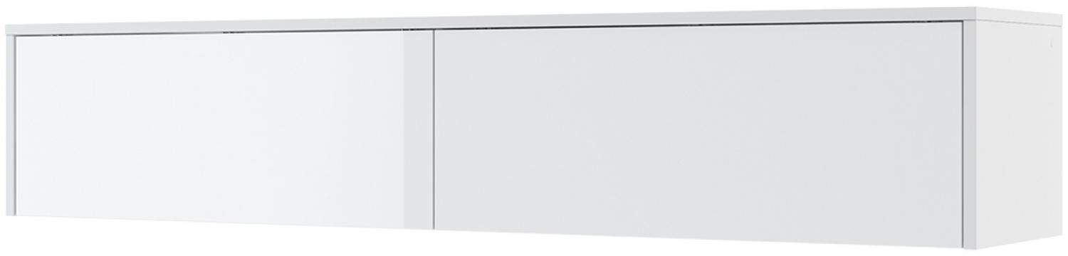 MEBLINI Hängeschrank für Horizontal Schrankbett Bed Concept - Wandschrank mit Ablagen und Teleskopen - Wandregal - BC-15 für 160x200 Horizontal - Weiß/Weiß Hochglanz Bild 1