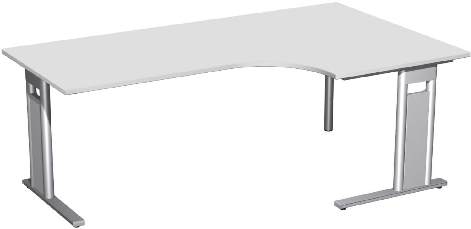 PC-Schreibtisch 'C Fuß Pro' rechts, feste Höhe 200x120x72cm, Lichtgrau / Silber Bild 1