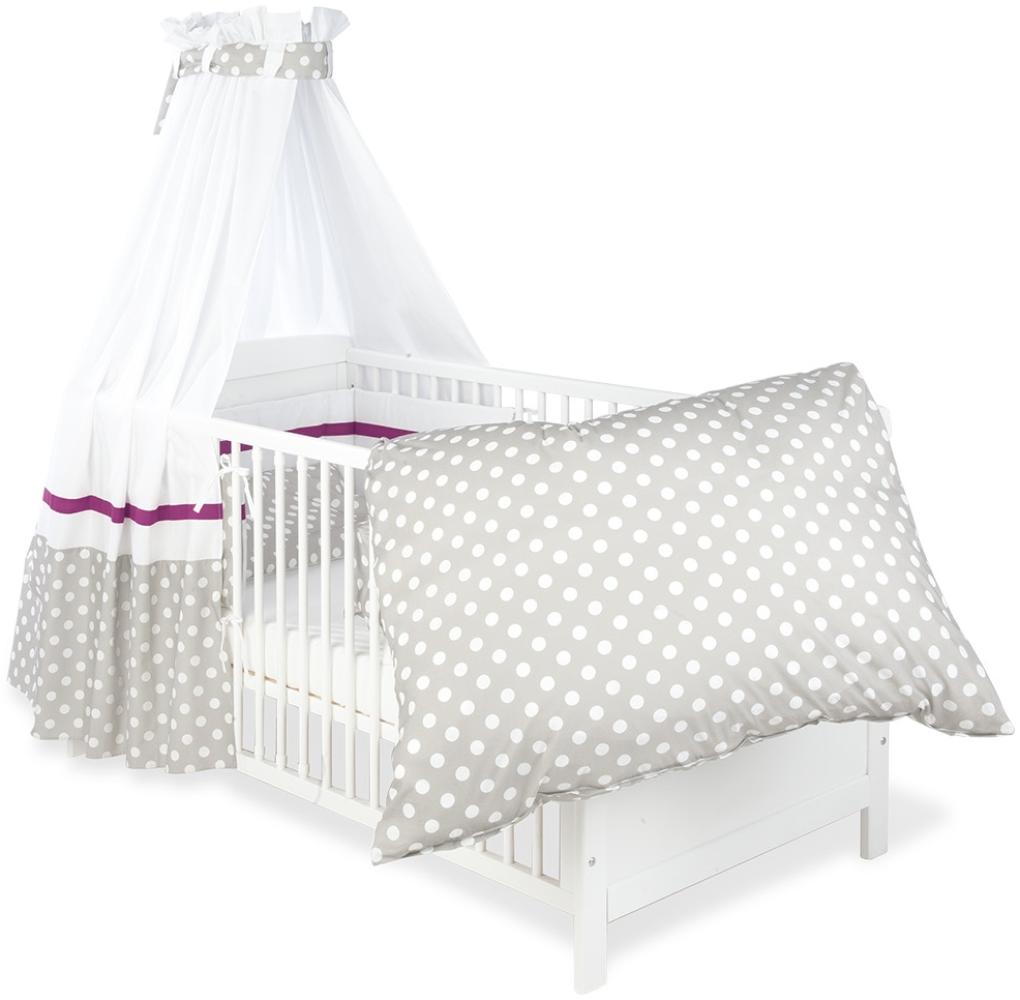 Pinolino Textile Ausstattung für Kinderbetten 'Punkte', grau, 4-tlg. Bild 1