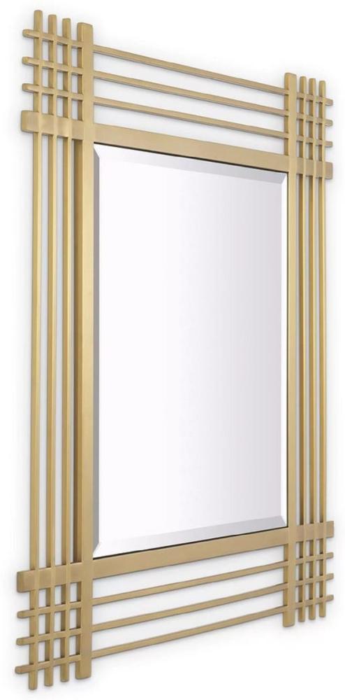 Casa Padrino Luxus Edelstahl Wandspiegel Messingfarben 100 x 3 x H. 100 cm - Wohnzimmer Spiegel - Schlafzimmer Spiegel - Garderoben Spiegel - Luxus Möbel Bild 1