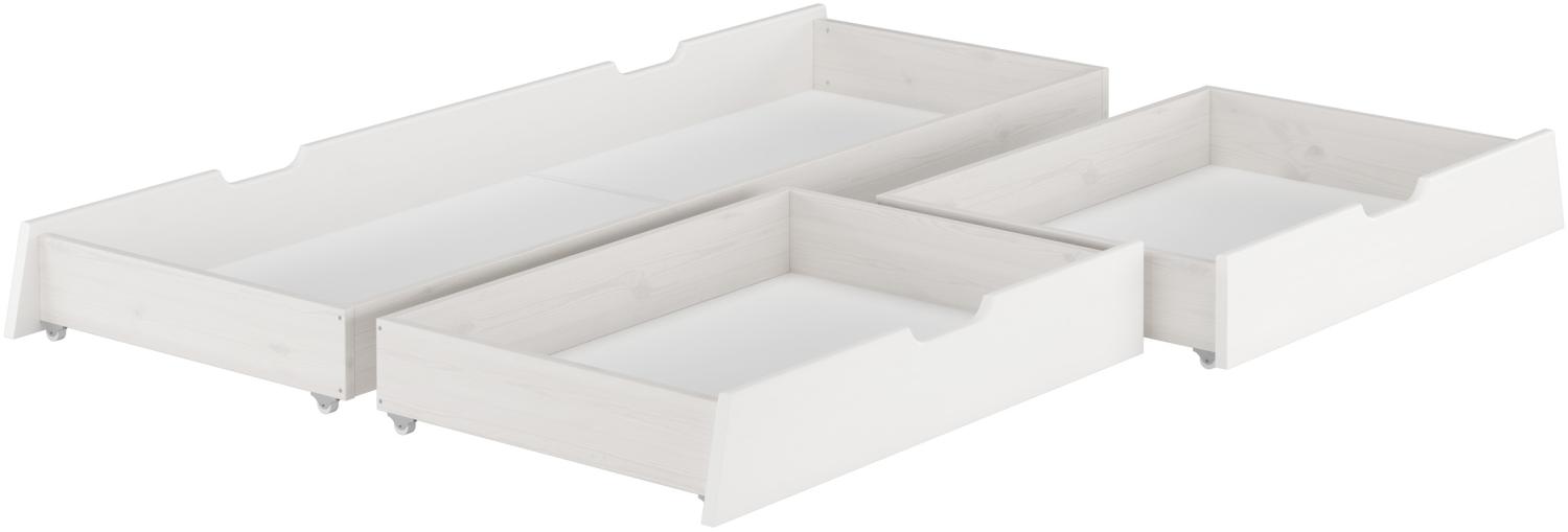 Erst-Holz Bettkasten für Doppelbetten - 3-teilig - Kiefer Weiß - 90.10-S8W Bild 1
