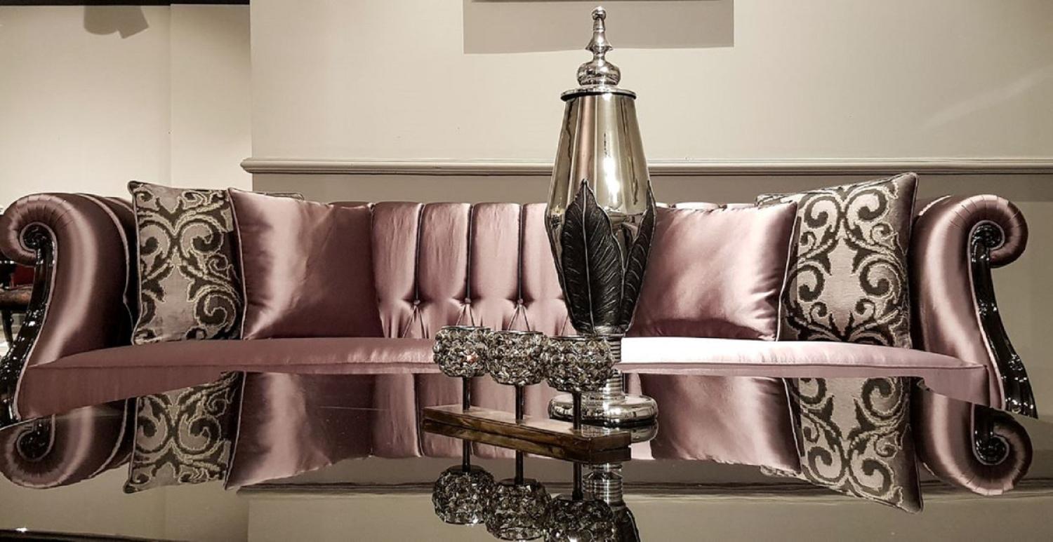 Casa Padrino Luxus Barock Chesterfield Sofa Rosa / Schwarz Bild 1