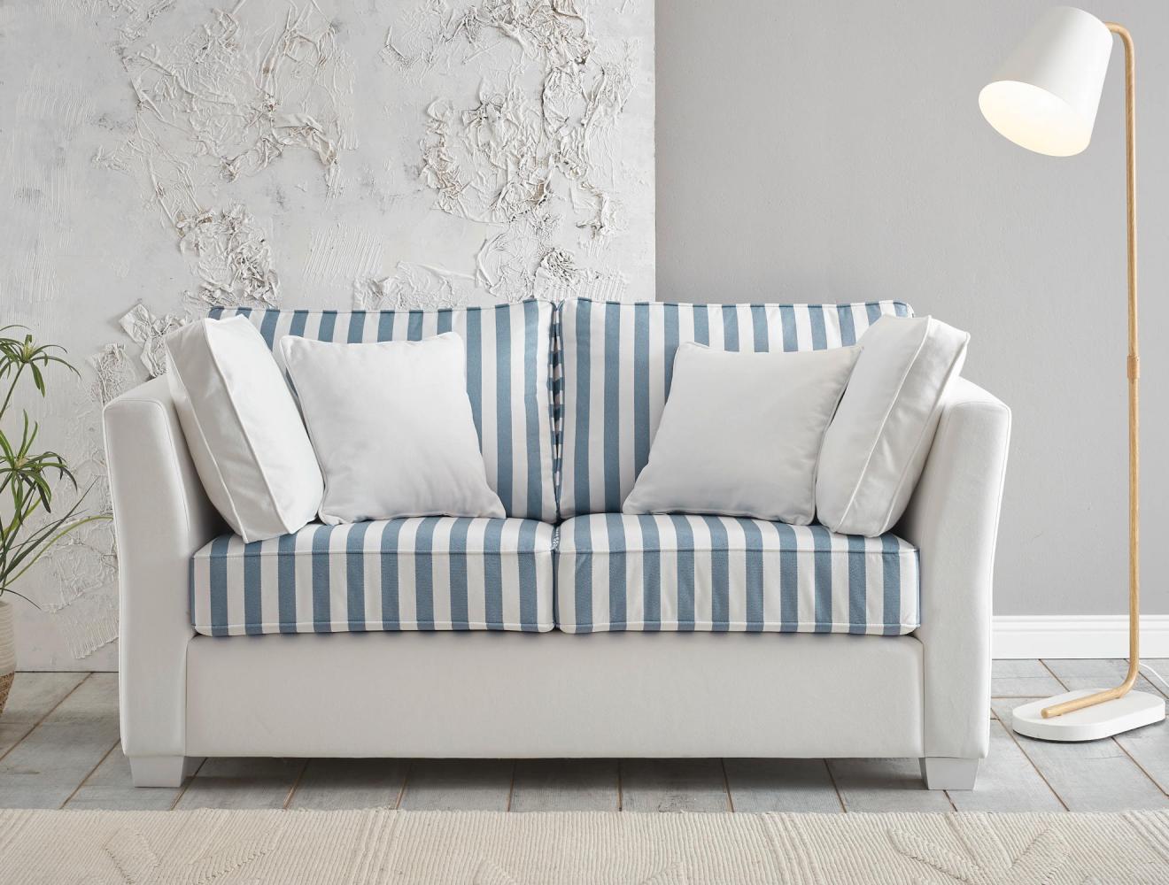 Sofa 2-Sitzer weiss blau gestreift Wales Bild 1