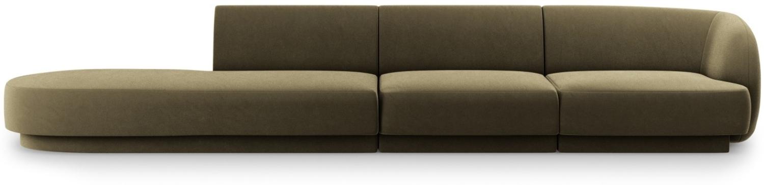 Micadoni 4-Sitzer Links Samtstoff Sofa Miley | Bezug Green | Beinfarbe Black Plastic Bild 1