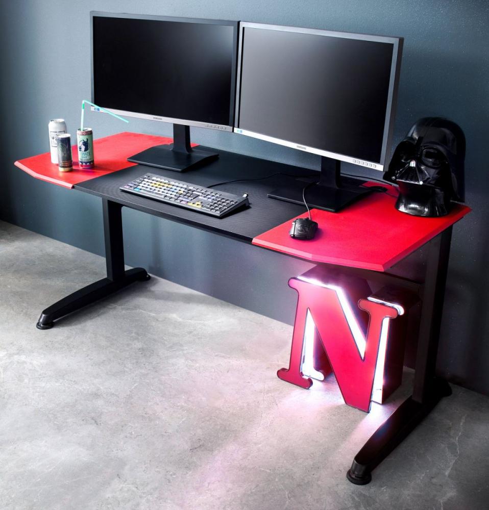 Gamingtisch McRacing in schwarz und rot 160 cm Bild 1