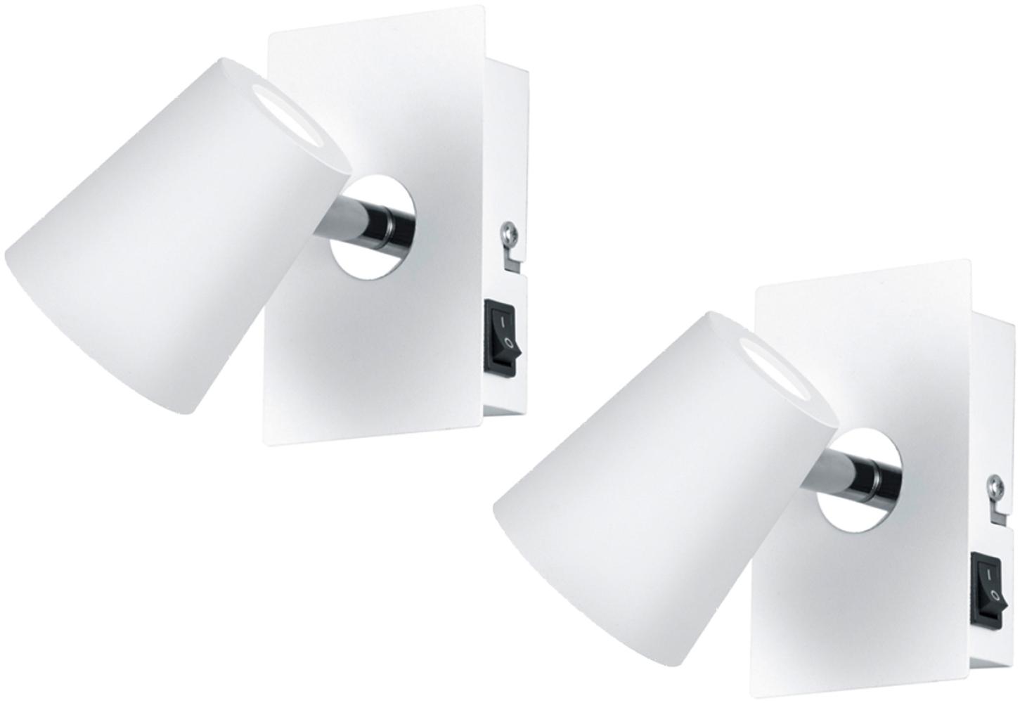 2er Set LED Wandstrahler mit Schalter, Metall Weiß, Spot schwenkbar Bild 1