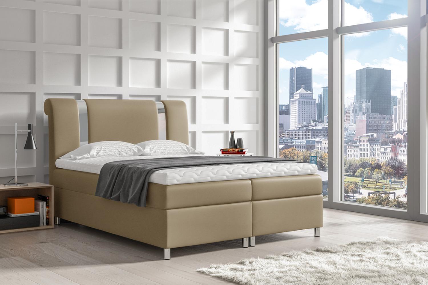 Stylefy 'Asuncion' Boxspringbett Velours Jasmine  Creme 120 x 200 cm Bild 1