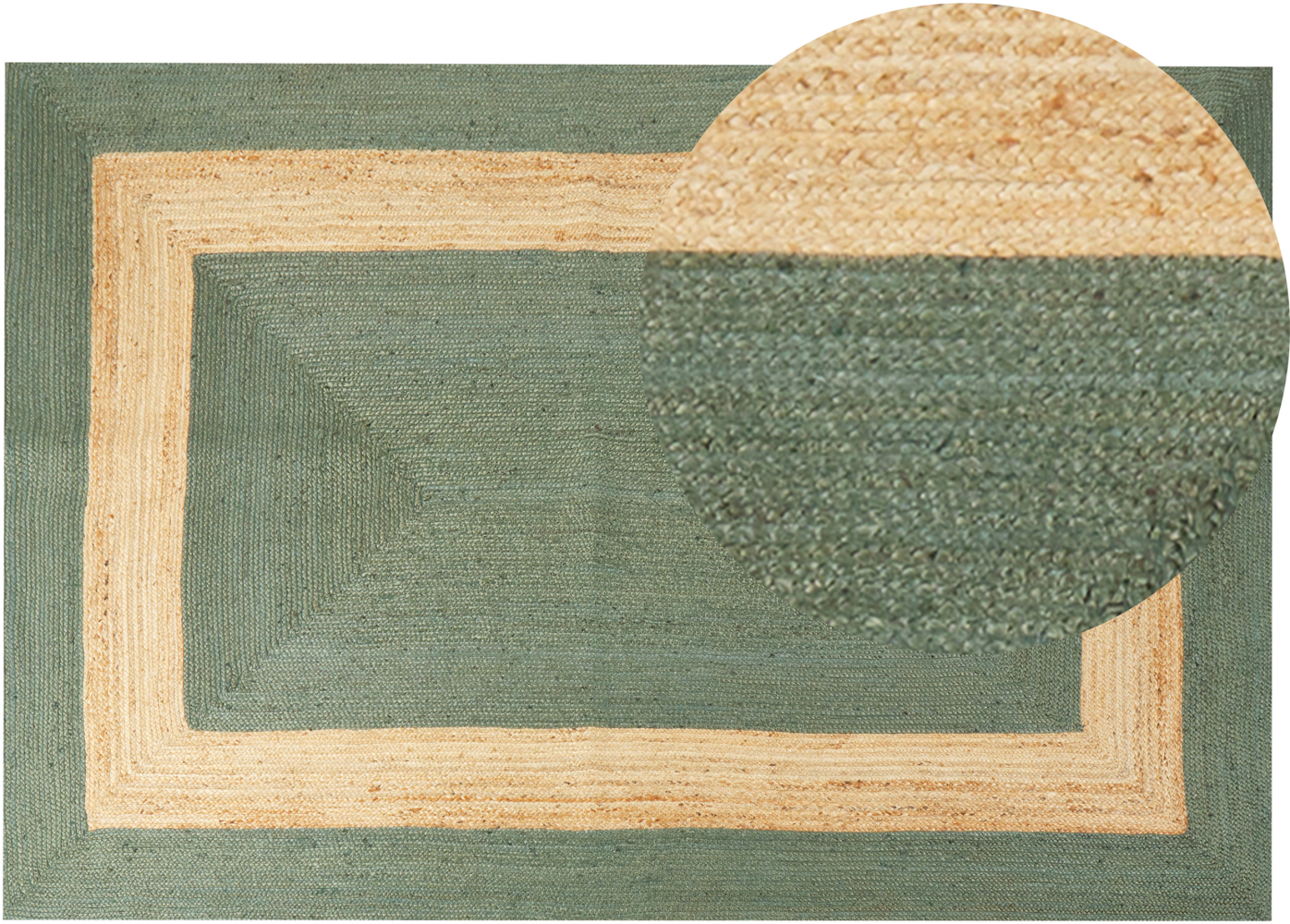 Teppich Jute grün beige 200 x 300 cm geometrisches Muster Kurzflor KARAKUYU Bild 1