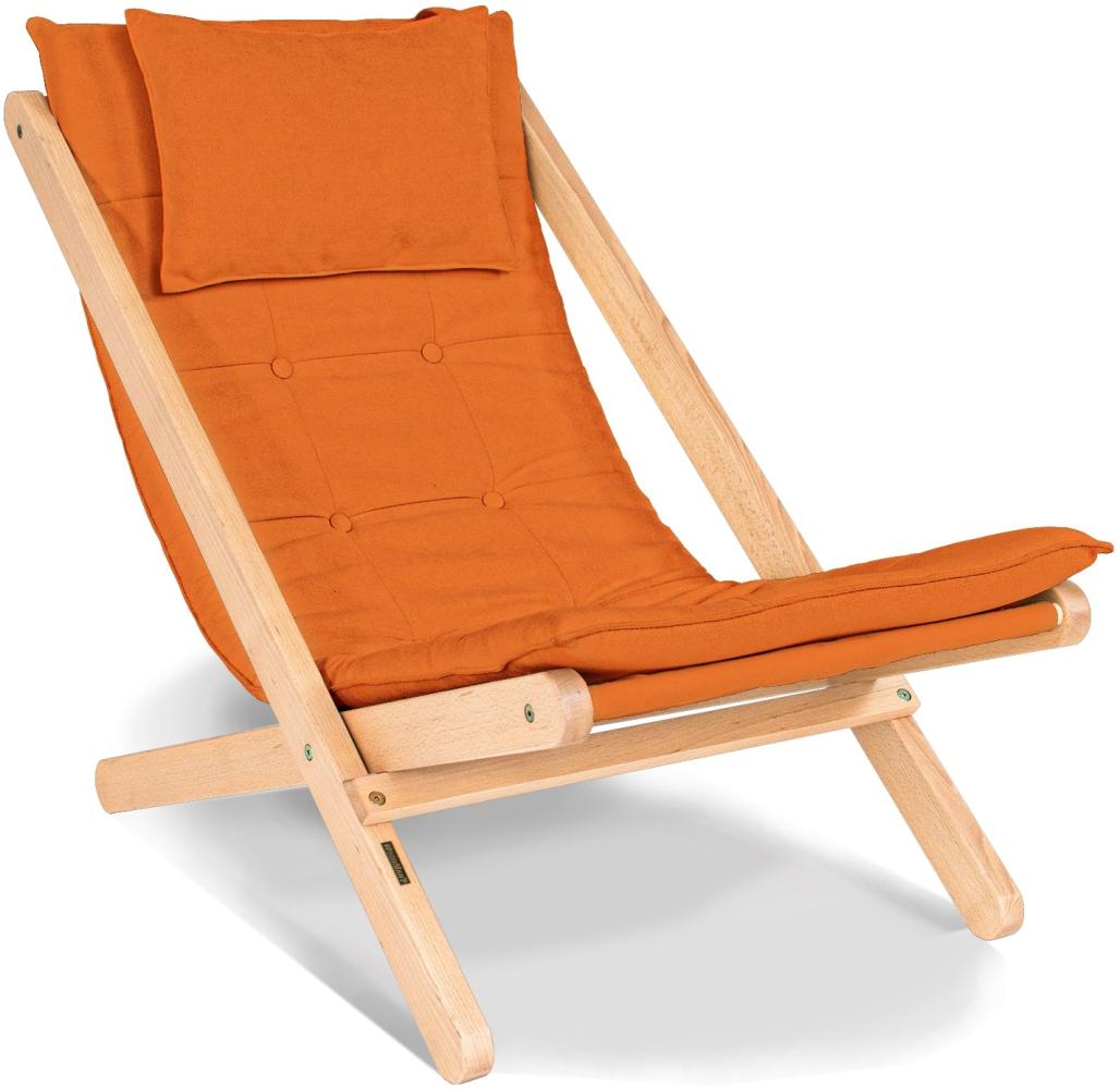 Marior HOME 'ALLEGRO' Liegestuhl mit weichem Sitzpolster, Natürlich, Orange Bild 1