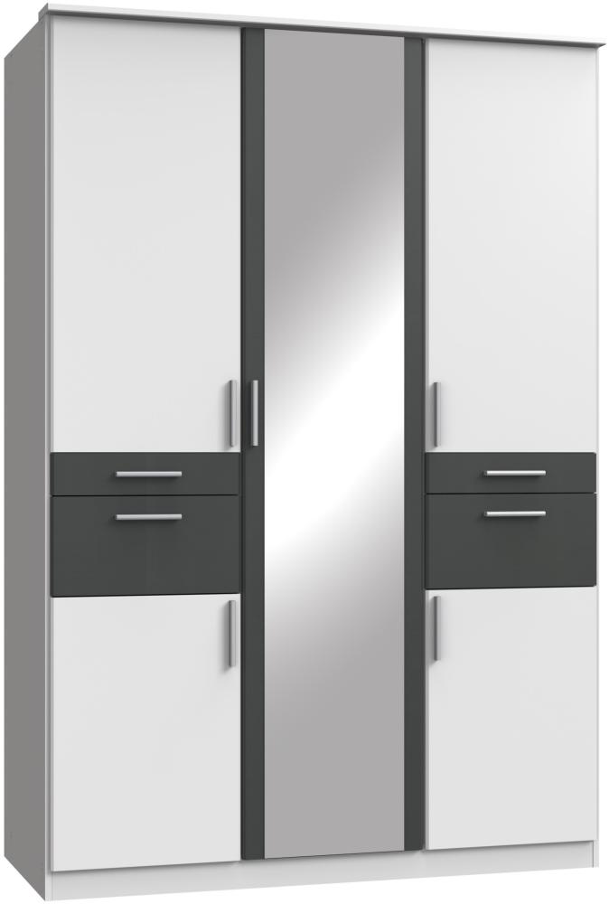 Kleiderschrank >Kalindi III< in Weiß Graphit - 135x198x58cm (BxHxT) Bild 1