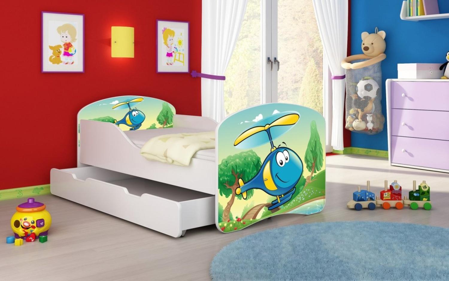 Kinderbett Luna mit Stauraum und verschiedenen Motiven 140x70 Heli Bild 1