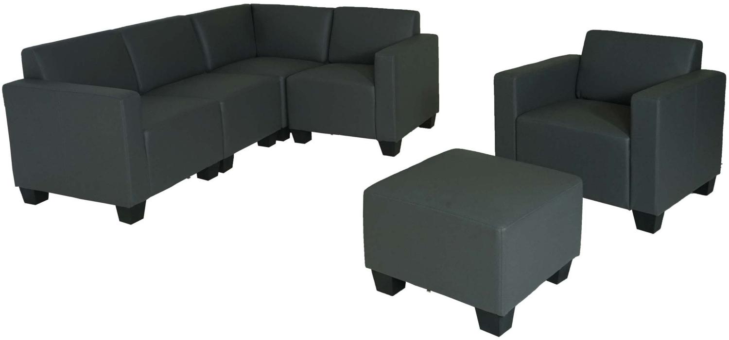 Modular Sofa-System Couch-Garnitur Lyon 4-1-1, Kunstleder ~ dunkelgrau Bild 1