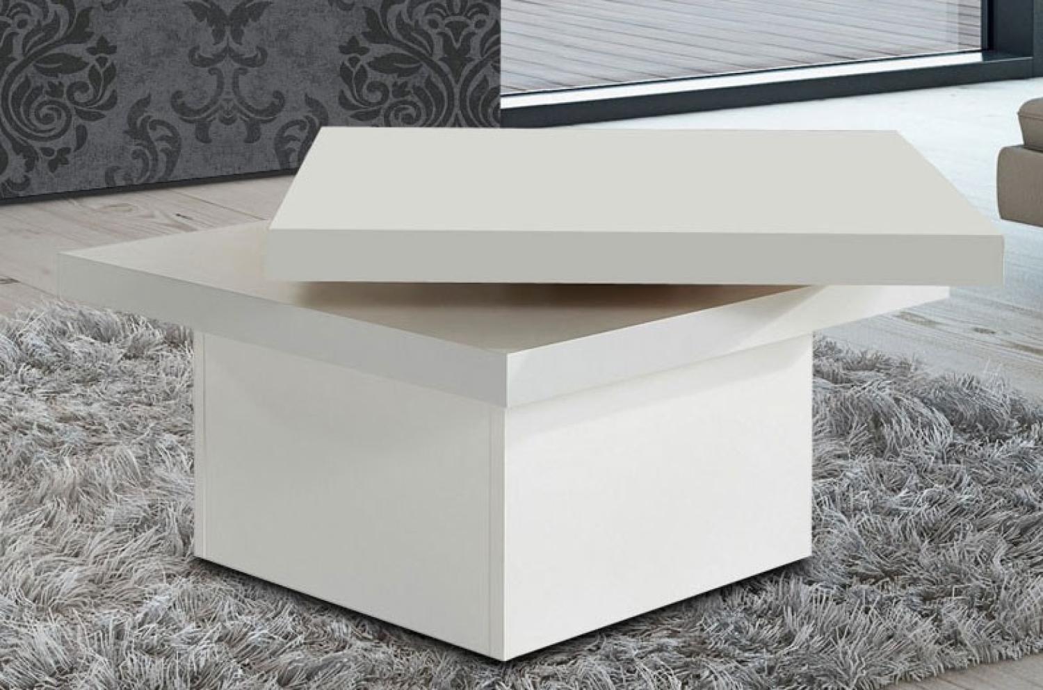 Couchtisch Wohnzimmertisch 67x67cm Tischplatte drehbar weiß Bild 1