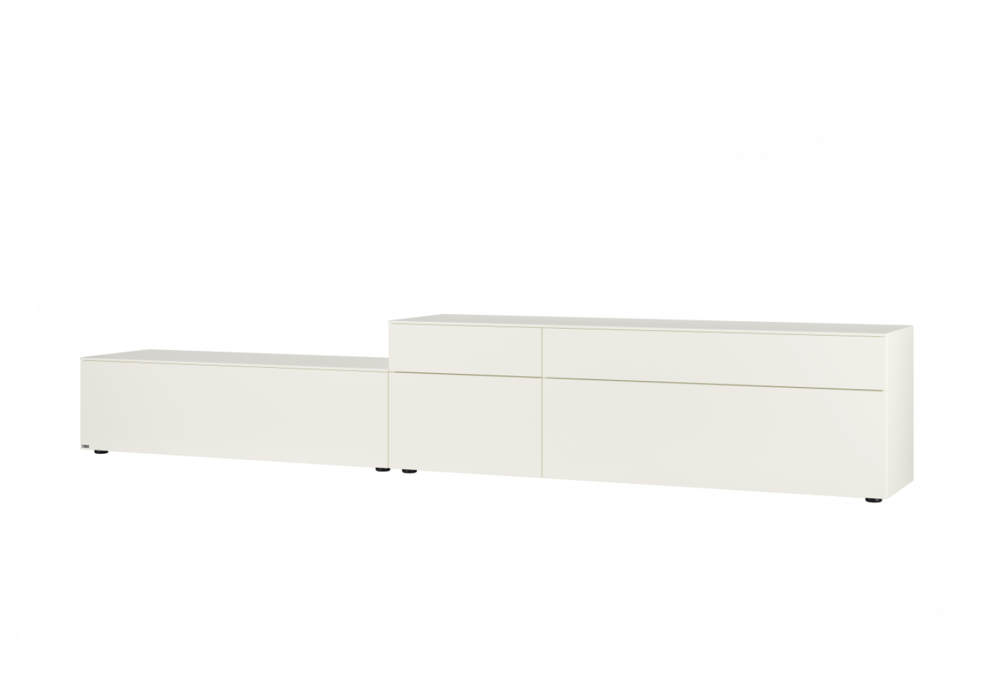 Merano Lowboard | Lack weiß 3533 3503 spiegelbildlich links Rechts 9402 - TV-Vorbereitung inkl. Kabeldurchlass 9167 - 1 x Geräteauszugboden, 90 cm, T 41 cm, hinter Klappe Lowboard Bild 1