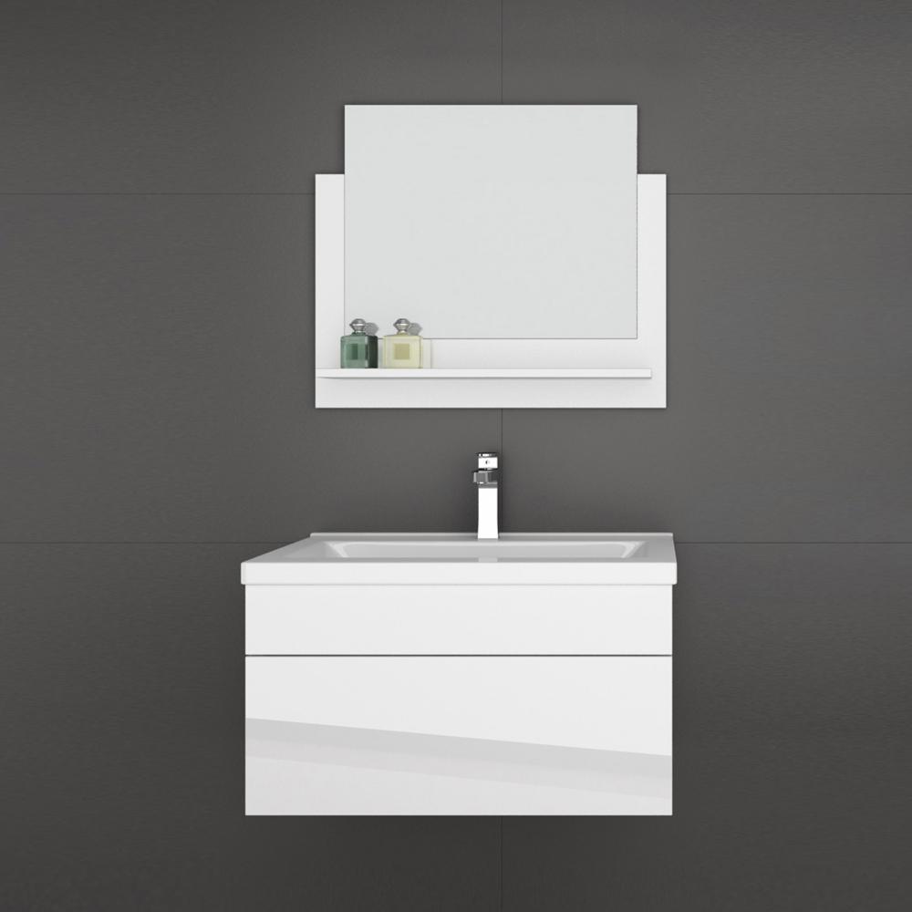 3 teiliges Waschplatz Badmöbel Set hochglanz Weiß Bild 1