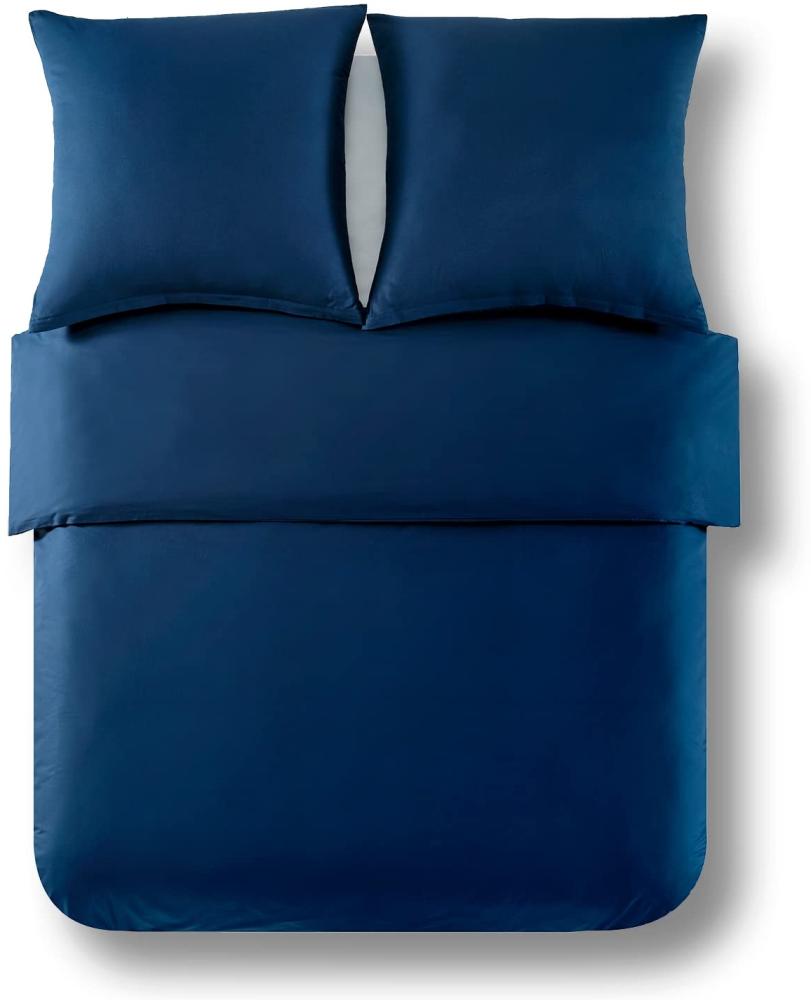Alreya Renforcé Bettwäsche 240 x 220 cm - 100% Baumwolle mit YKK Reißverschluss, Superweiches Bettbezug, Oeko-TEX® Standard Zertifiziert, Blau, nur Bettbezug Bild 1