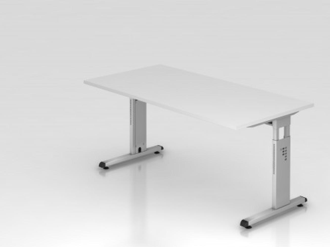 Schreibtisch OS16 C-Fuß 160x80cm Weiß Gestellfarbe: Silber Bild 1