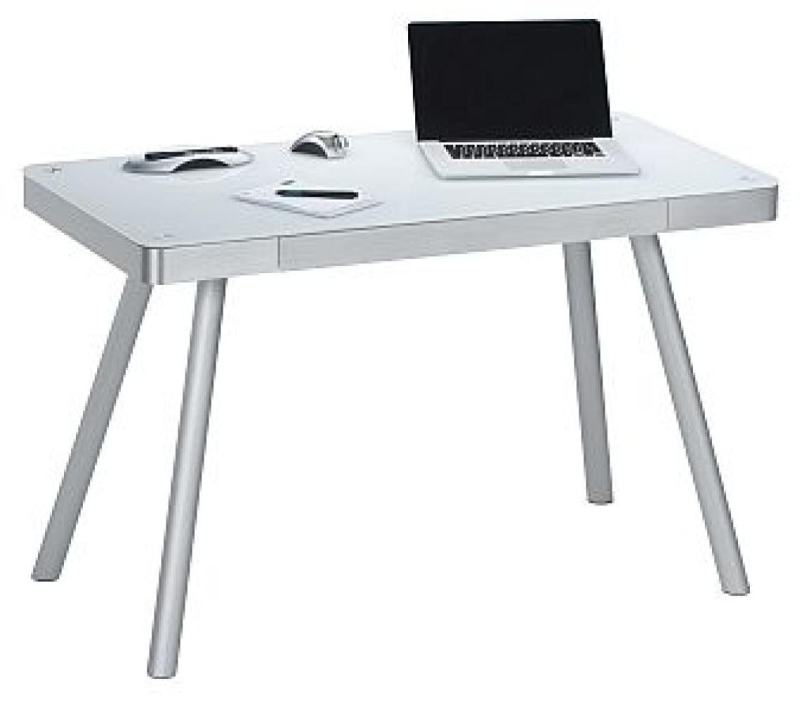 Schreibtisch Computertisch 5000, mit ESG-Sicherheitsglas, 120,2 x 73 x 60 cm Metall Alu- Weißglas Bild 1