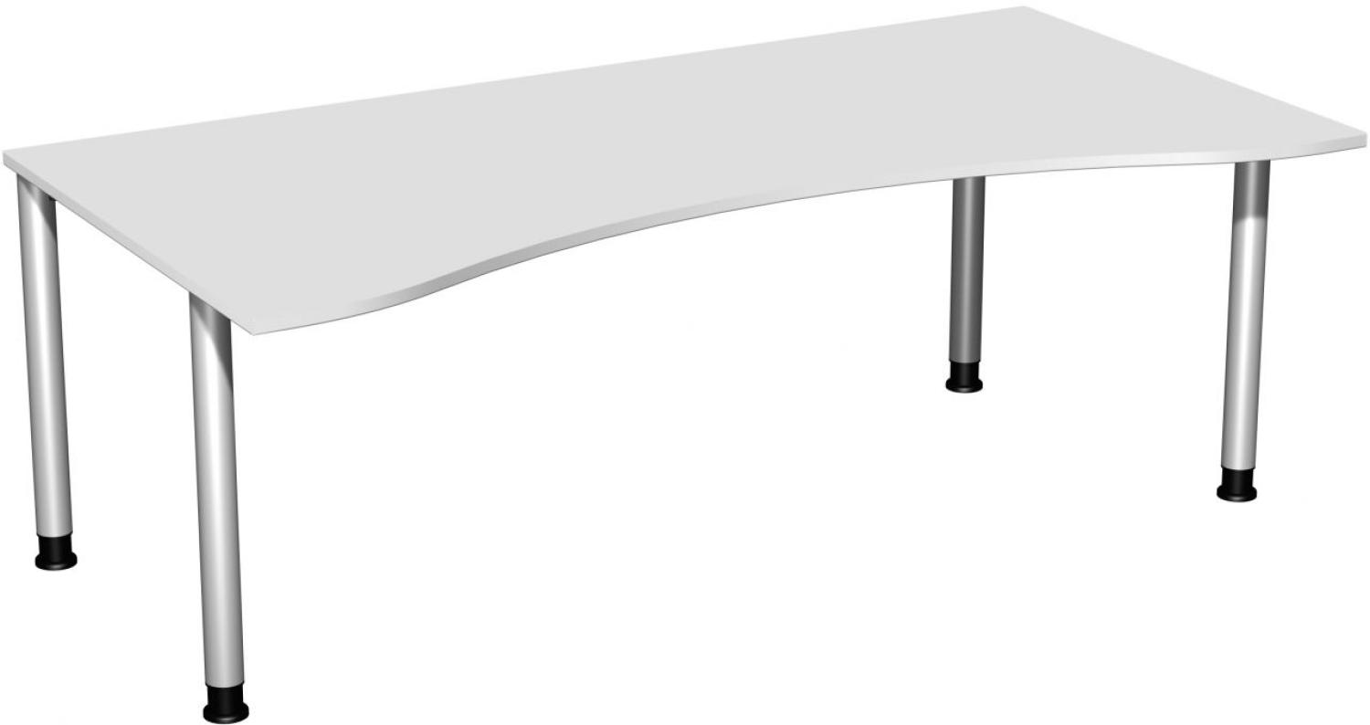 Schreibtisch '4 Fuß Flex' höhenverstellbar, 200x100cm, Lichtgrau / Silber Bild 1