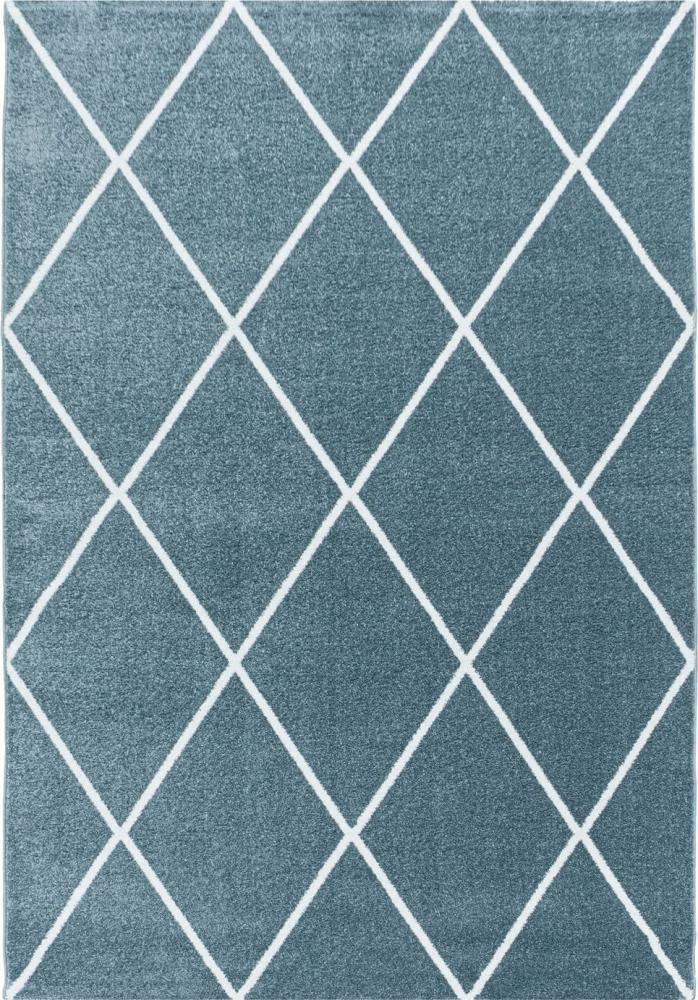 Kurzflor Teppich Roberto Läufer - 80x250 cm - Blau Bild 1