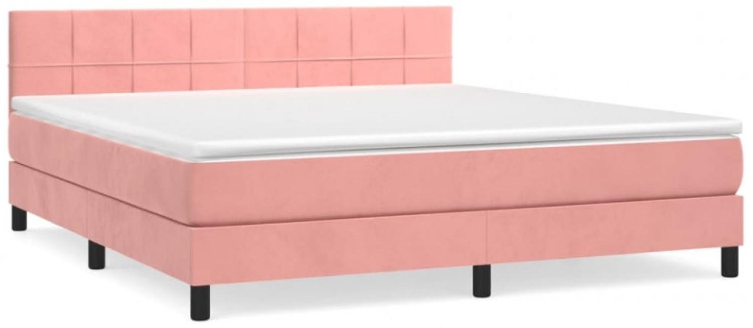 vidaXL Boxspringbett mit Matratze Rosa 180x200 cm Samt Bild 1