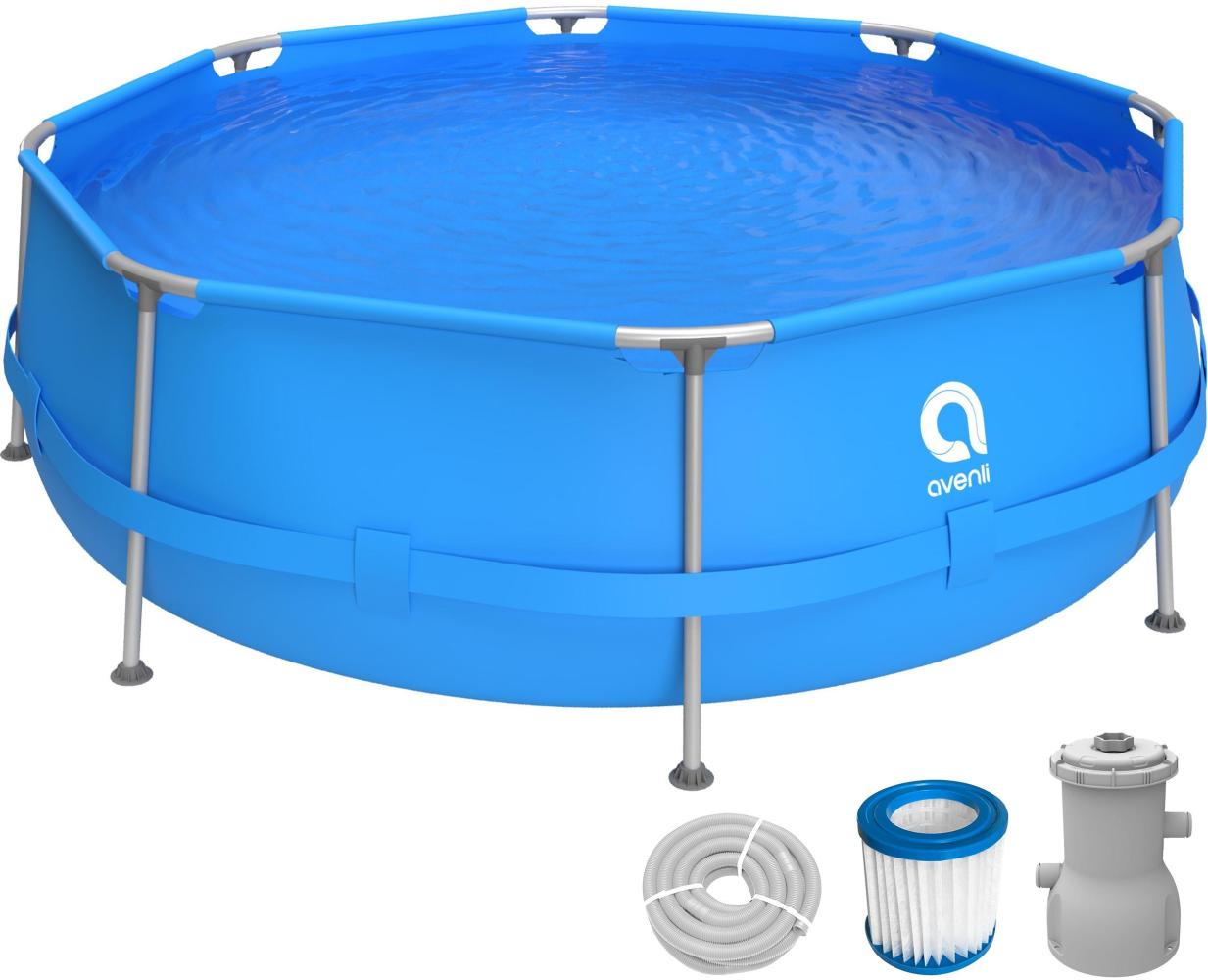 Avenli Frame Pool Set 300 x 76 cm, Aufstellpool rund, mit Pumpe, blau Bild 1