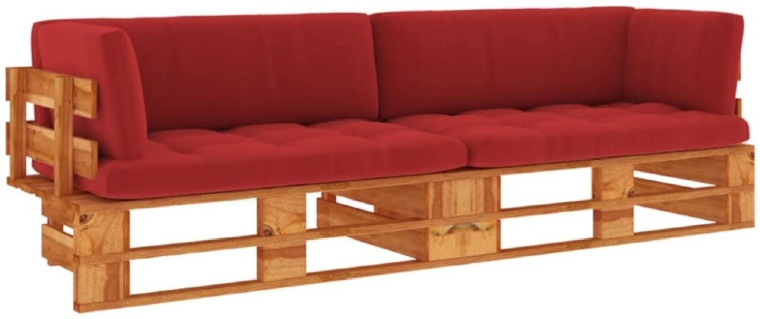 2-Sitzer-Palettensofa mit Kissen Honigbraun Kiefer Imprägniert Bild 1