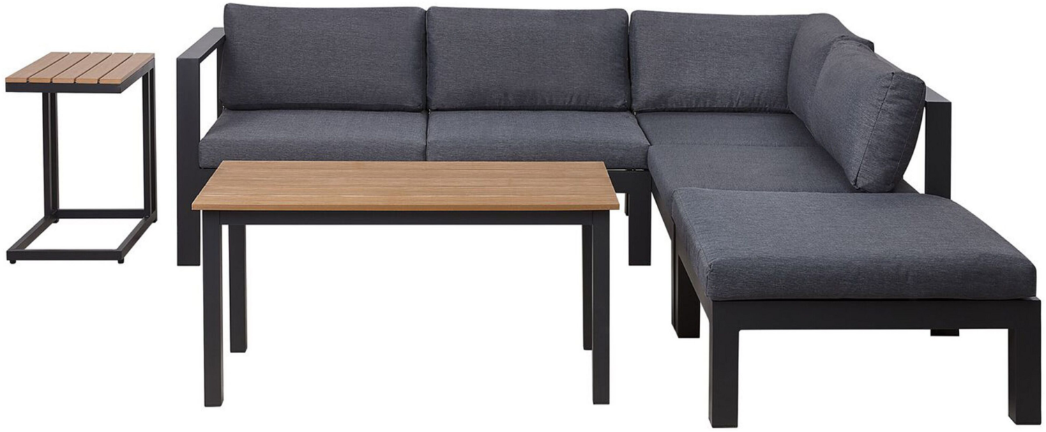 Lounge Set Kunstholz schwarz 5-Sitzer Auflagen grau MESSINA Bild 1