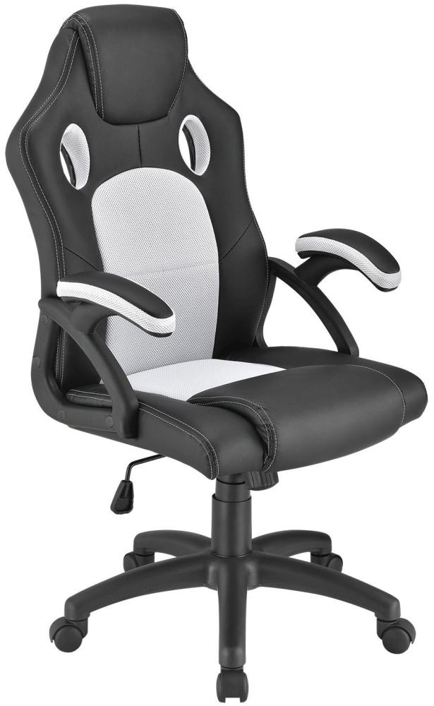 Juskys Racing Schreibtischstuhl Montreal (weiß) ergonomisch, höhenverstellbar & gepolstert, bis 120 kg - Bürostuhl Drehstuhl PC Gaming Stuhl Bild 1