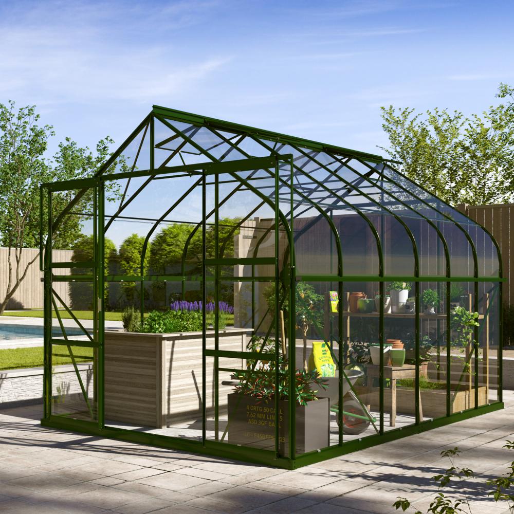 Vitavia Gewächshaus "Dione 9900" inkl. Stahlfundamentrahmen, smaragd grün, 9,9 m²,3 mm ESG Bild 1