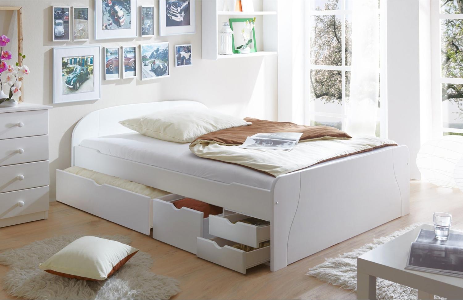 Doppelbett mit Schubkästen "Erna" 140x200 Kiefer massiv Bild 1