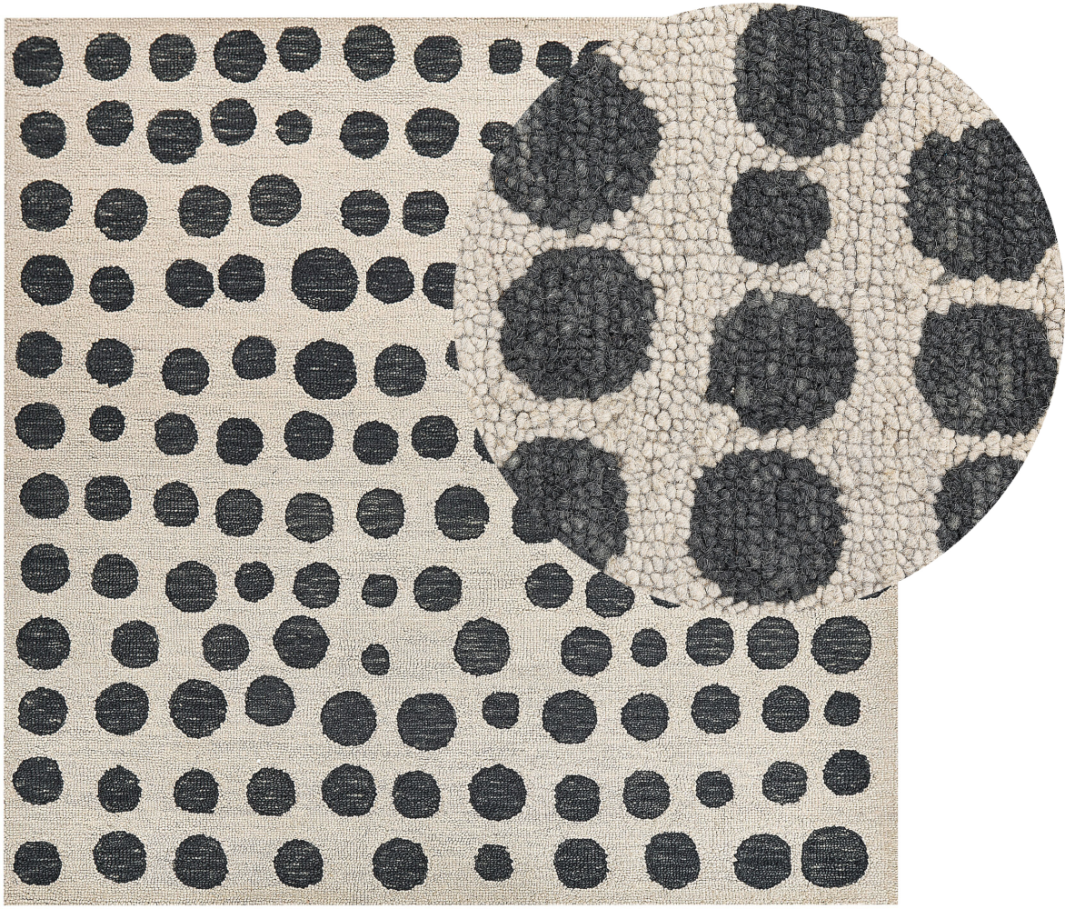 Teppich beige schwarz 200 x 200 cm gepunktetes Muster HAVRAN Bild 1