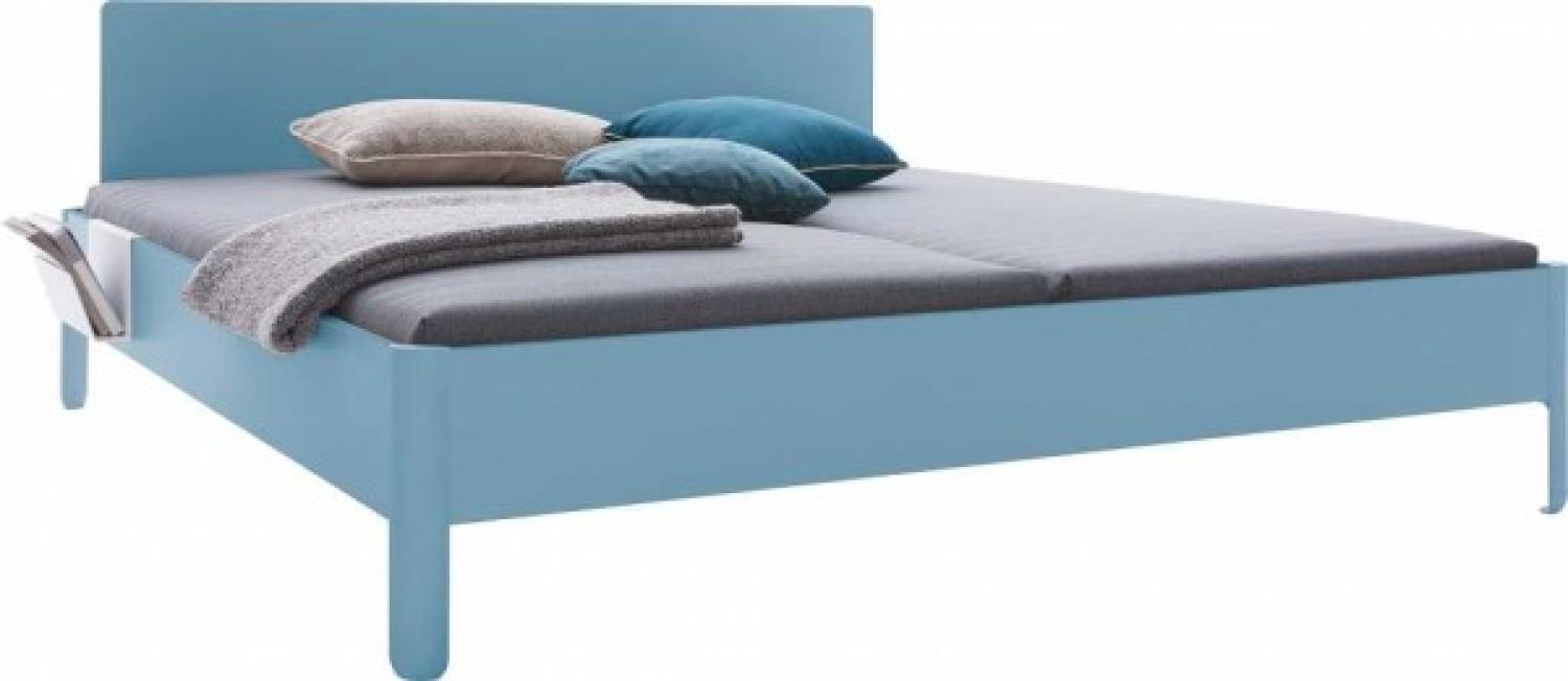 NAIT Doppelbett farbig lackiert Silbertannenblau 160 x 200cm Mit Kopfteil Bild 1